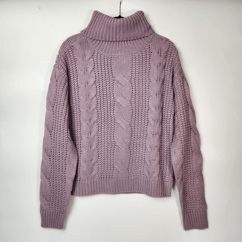 Cable Knit Sweater Womens Sz S Chunky Cottagecore Modest Feminine Tinsel Knitted